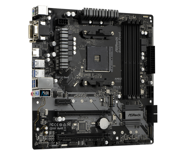 ASRock B450M Pro4, mikro ATX moderkort