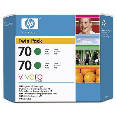 HP 70 Green Ink Cartridge 2-pack - 2 ink cartridges 130 ml each, not for individual sale