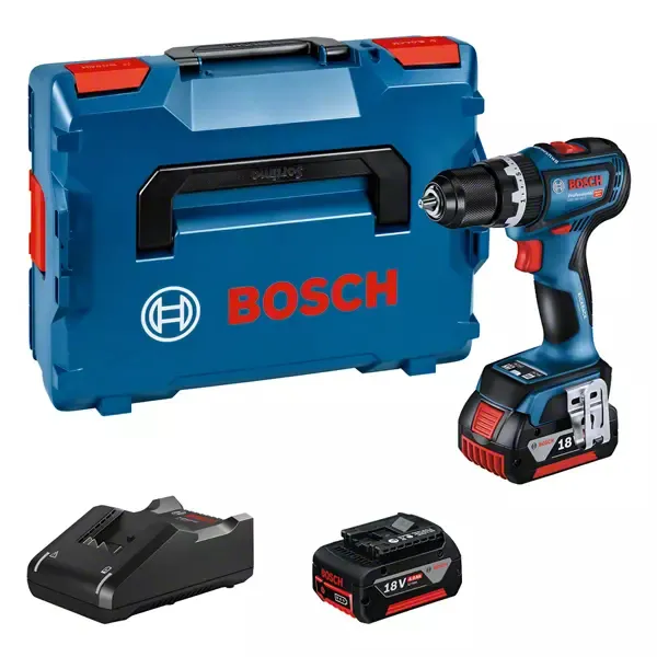 Bosch Cordless Impact Drill GSB 18V-90 C Professional, 18V (blue/black, 2x Li-Ion battery 4.0Ah, in L-BOXX)