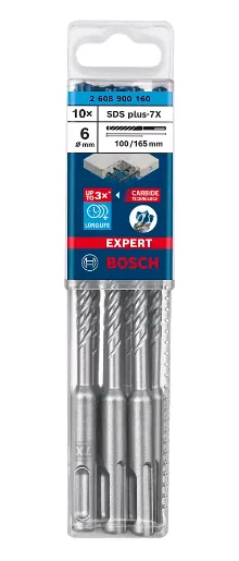 BOSCH EXPERT SDS plus-7X Iskuporanter&auml;sarja, 6 x 100 x 165 mm, 10-osainen