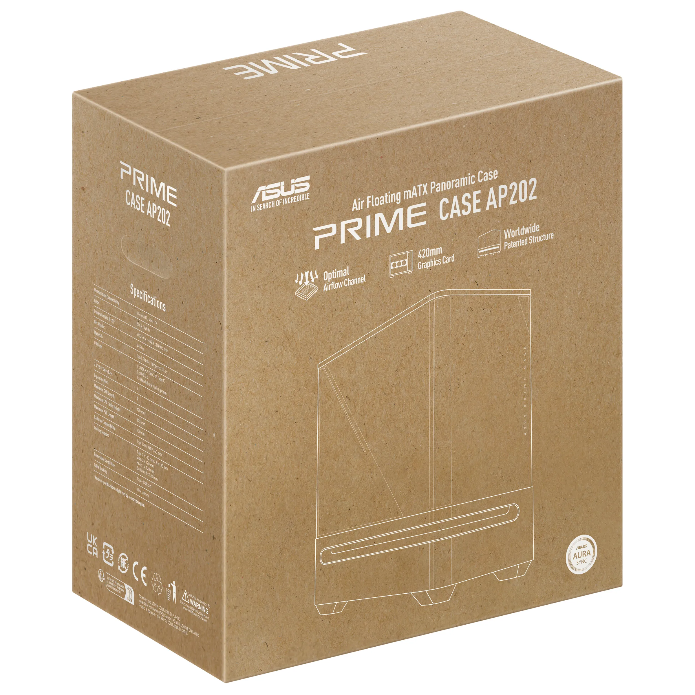 Asus Prime AP202 ARGB -miditornikotelo ikkunalla, Musta