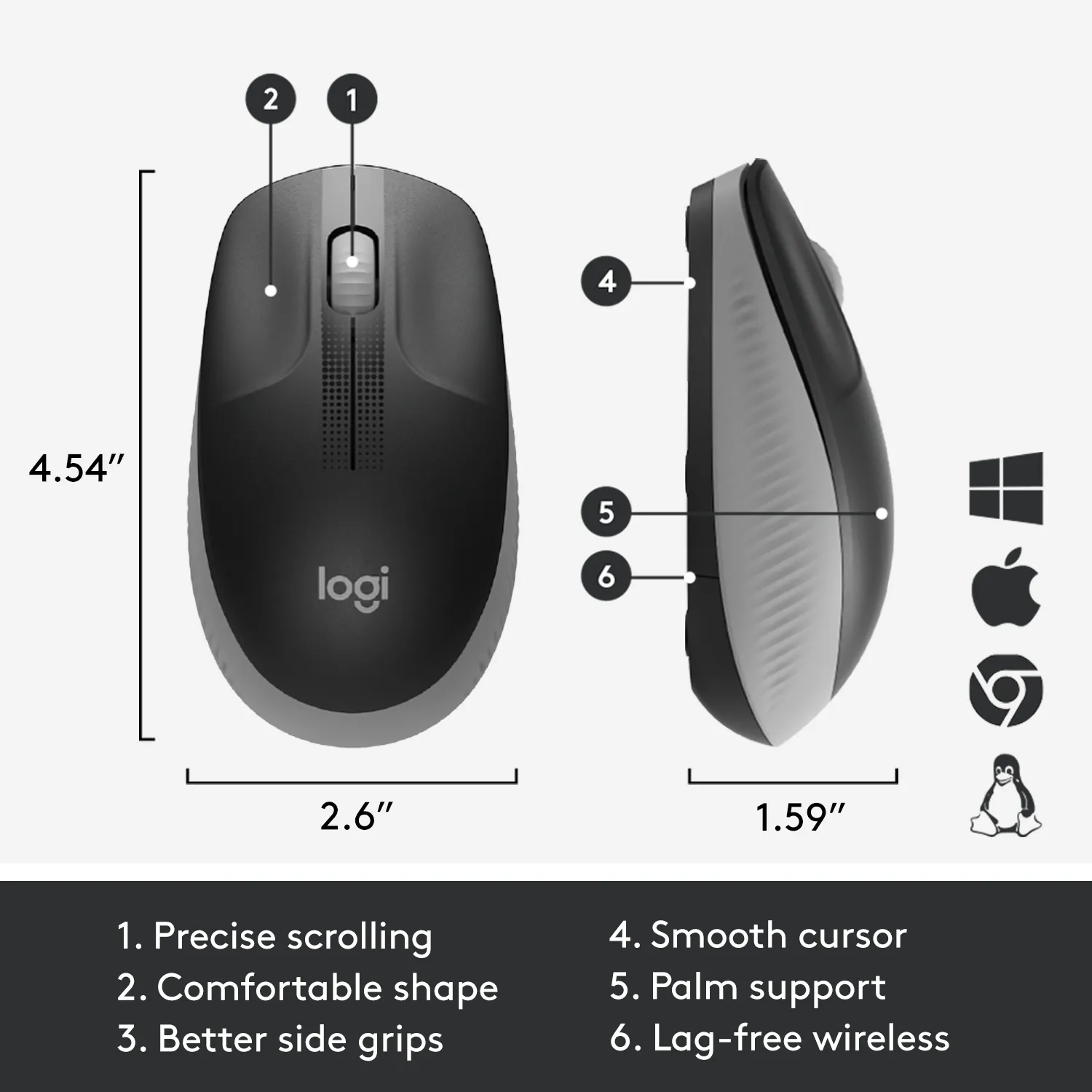 Logitech M190 - wireless mouse, Grey