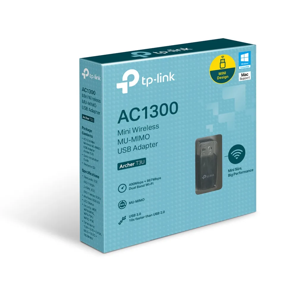 TP-Link AC1300 Mini Wi-Fi MU-MIMO USB Adapter,Mini Size, 867Mbps at 5G