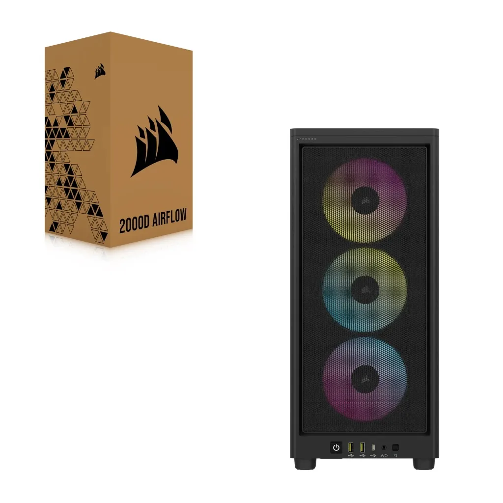 Corsair 2000D RGB AIRFLOW - Midtower chassi, Black