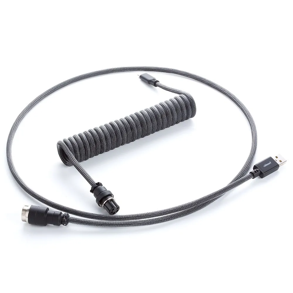 CableMod Pro Coiled Keyboard Cable, USB A -> USB Type C, 150cm, Carbon Crey