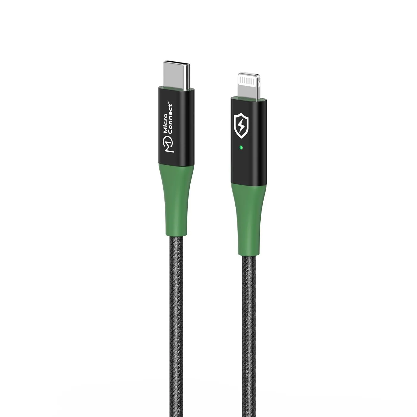Microconnect Smart Charge MFI USB-C - Lightning - cable, black/green, 1m