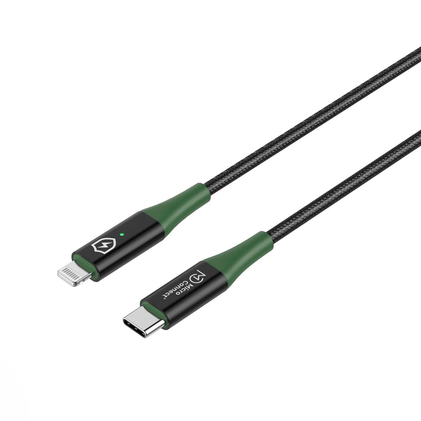 Microconnect Smart Charge MFI USB-C - Lightning - cable, black/green, 1m