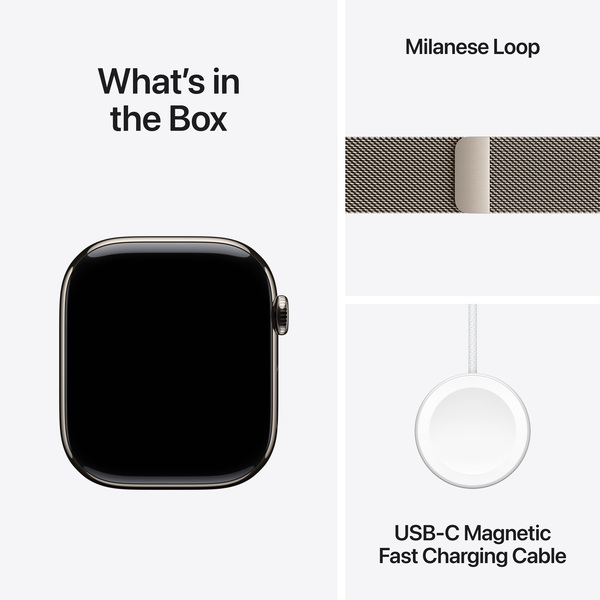 APPLE Watch Series 10 GPS + Cellular 46mm Natural Titanium Case with Natural Milanese Loop - S/M