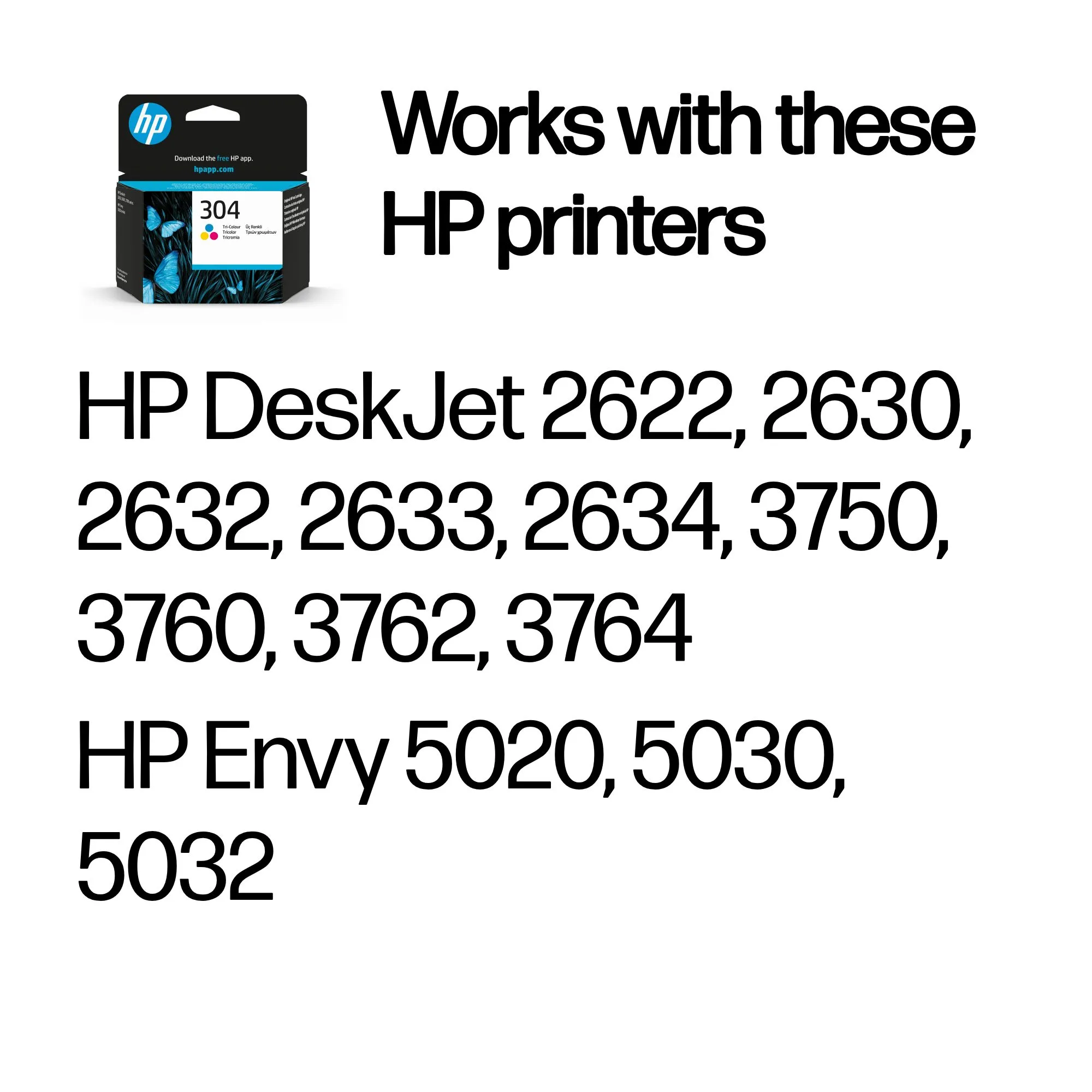 HP 304 ink cartridge, 2 ml, Tri-color