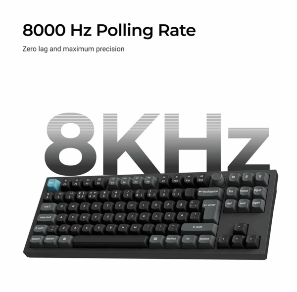 Keychron Q3 Ultra 8K Wireless Mechanical Gaming Keyboard, Silk POM Red, Black