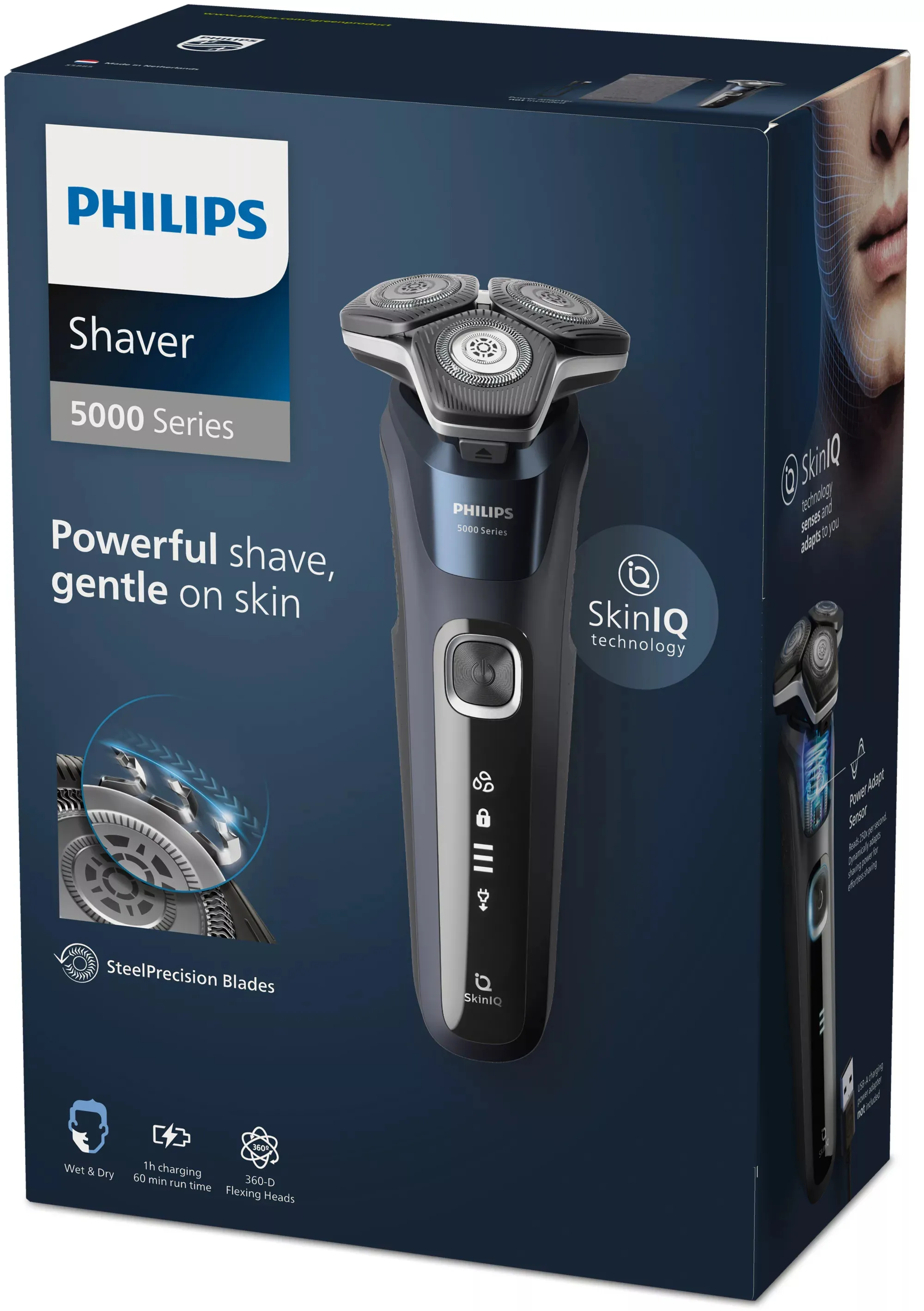 Philips Shaver Series 5000 S5885/10 Wet &amp; Dry -parranajokone, keskiy&ouml;n sininen / musta