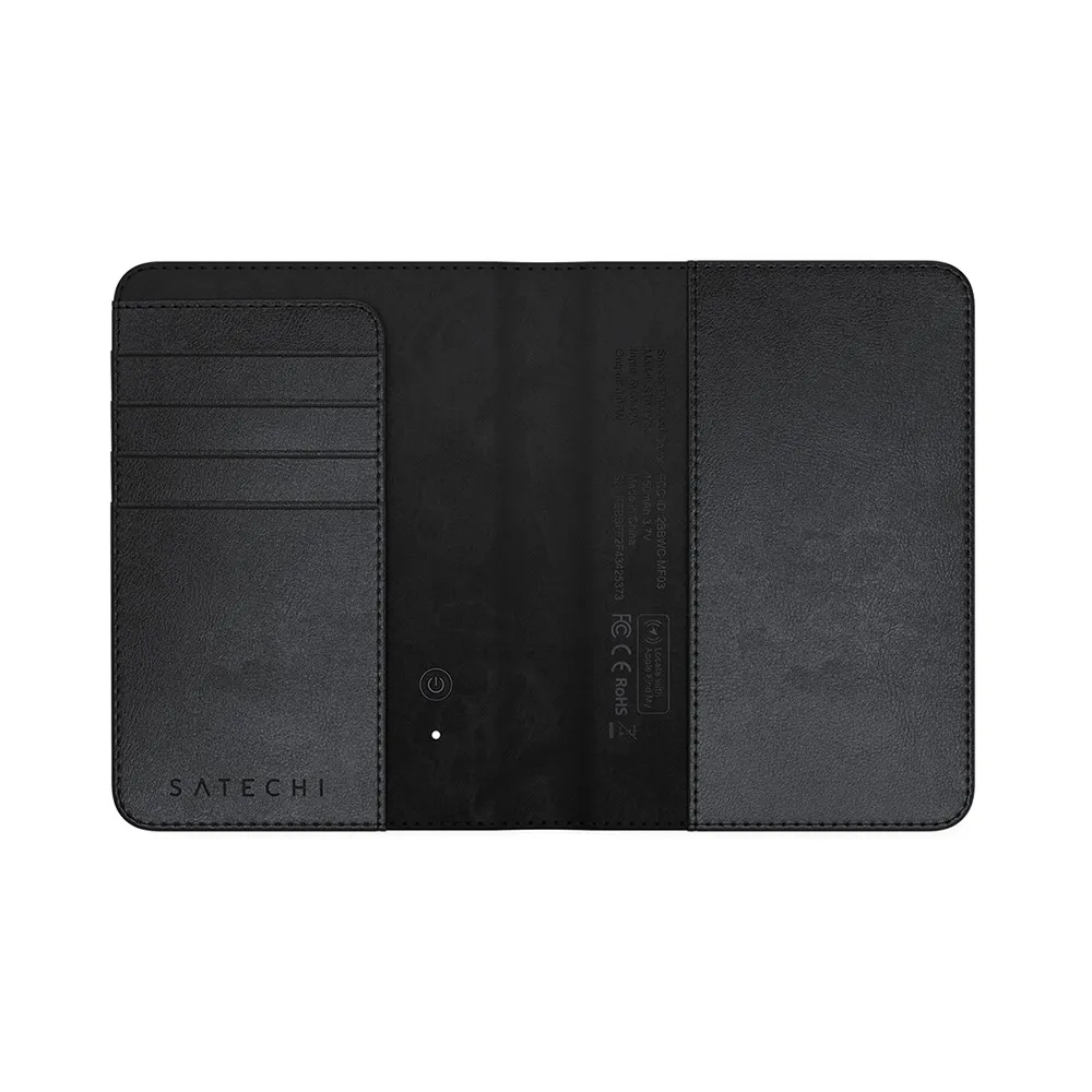 Satechi Find My Vegan-Leather Passport Cover - tracker, Black