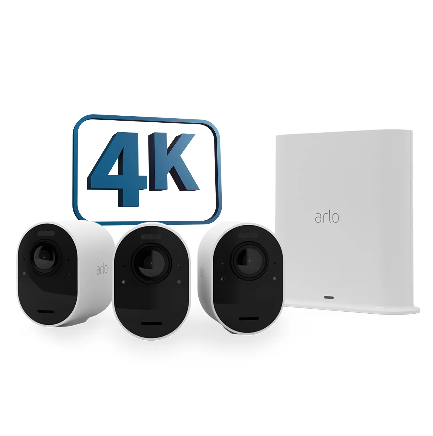 Arlo Ultra 2 Security System - Yhdyskäytävä + kamera(t) - wireless (802.11b, 802.11g, 802.11n, 802.11ac, Bluetooth 4.2 LE) - 3 kamera/kamerat - valkoinen