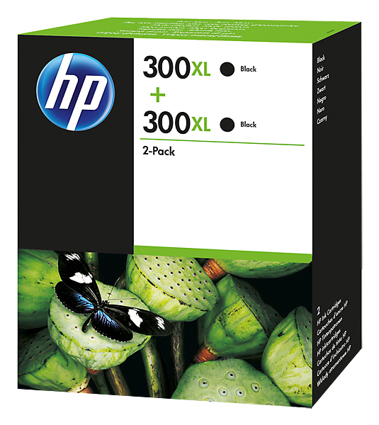 HP 300XL - 2 pakettia - Tuottoisa - musta - alkuper&auml;inen - mustepatruuna malleihin Deskjet F2430, F2483, F2488, F4435, F4580, Envy 100 D410, 11X D411, 120, Phot