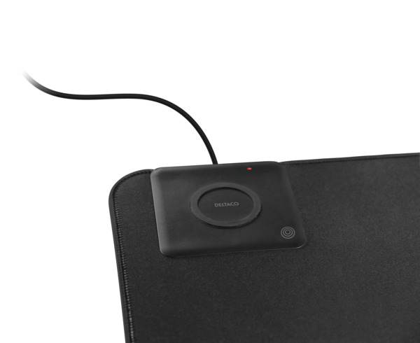 Deltaco Office - mousepad with wireless charger, 900x400 mm, Black