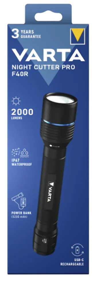 VARTA Night Cutter Pro F40R, 2000 lm -taskulamppu