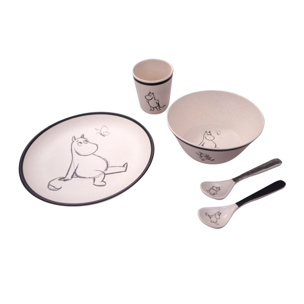 Moomin 100% Melamine 5 pcs package (plate, bowl, tumbler, 2 spoons)