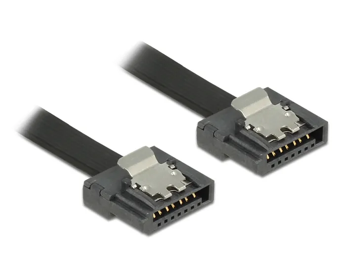 DeLOCK SATA FLEXI kabel, 6Gbps, l&aring;s clips, 1m, svart