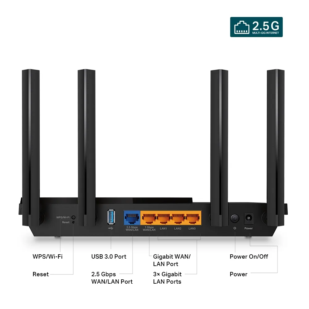 TP-Link Archer AX55 Pro router, Wi-Fi 6, AX3000, Dual-band, svart