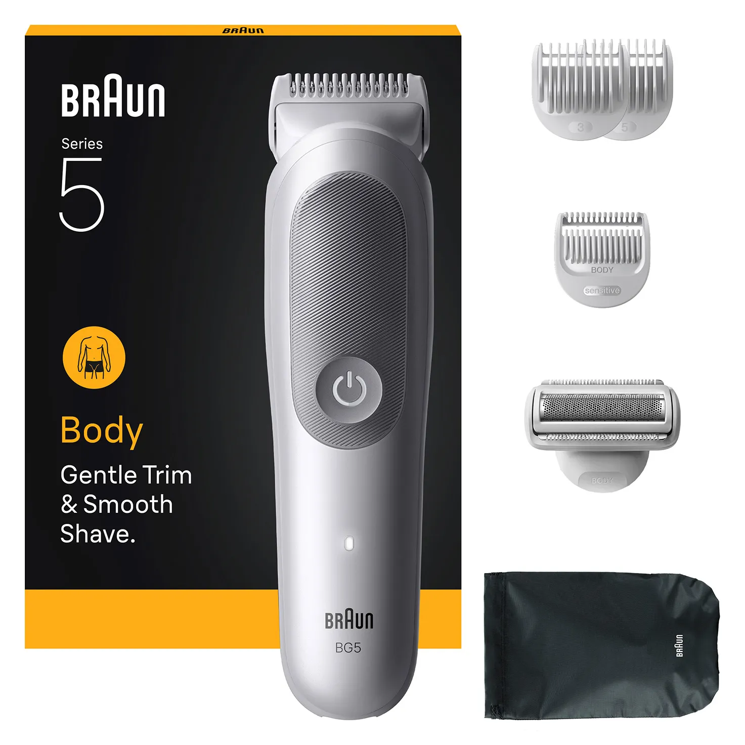 Braun Series 5 BG5550 v&aring;t- och torrakning kroppstrimmer, ljusgr&aring;