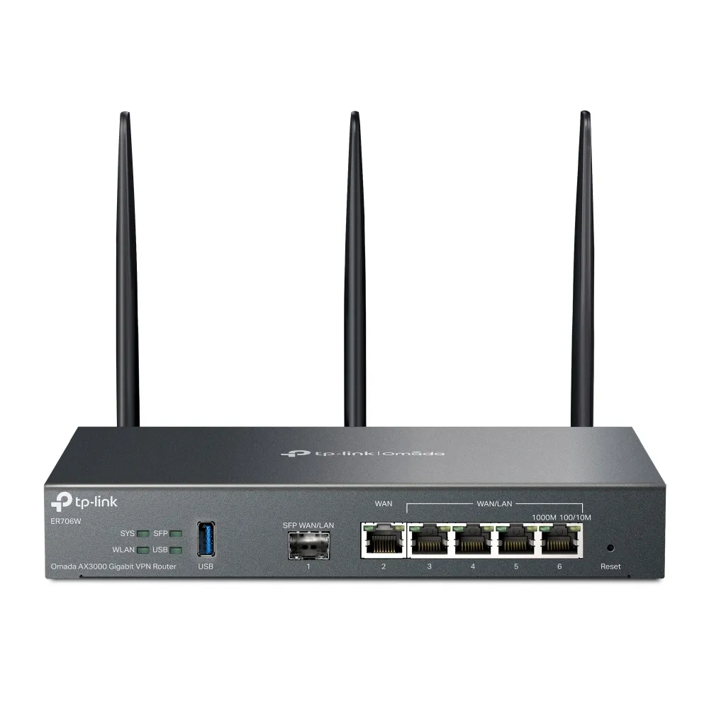 TP-Link ER706W Router, Wi-Fi 6, AX3000, Dual-band, VPN, Black