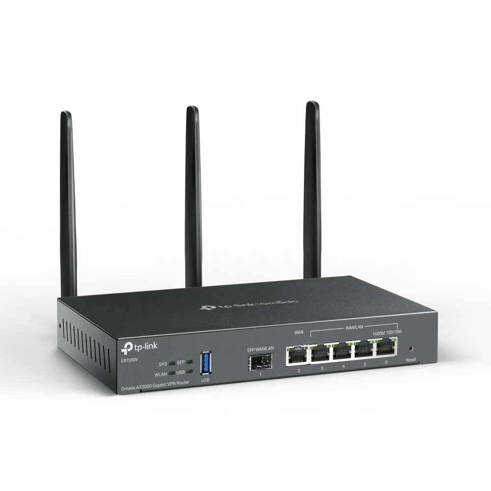 TP-Link ER706W Router, Wi-Fi 6, AX3000, Dual-band, VPN, Black