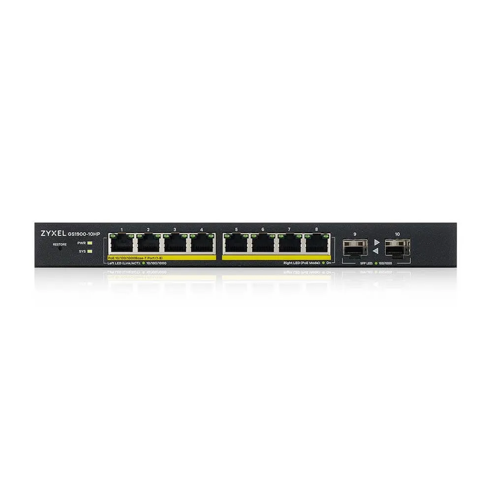 ZYXEL GS1900-10HP V2 Switch 8GB-port Mgm