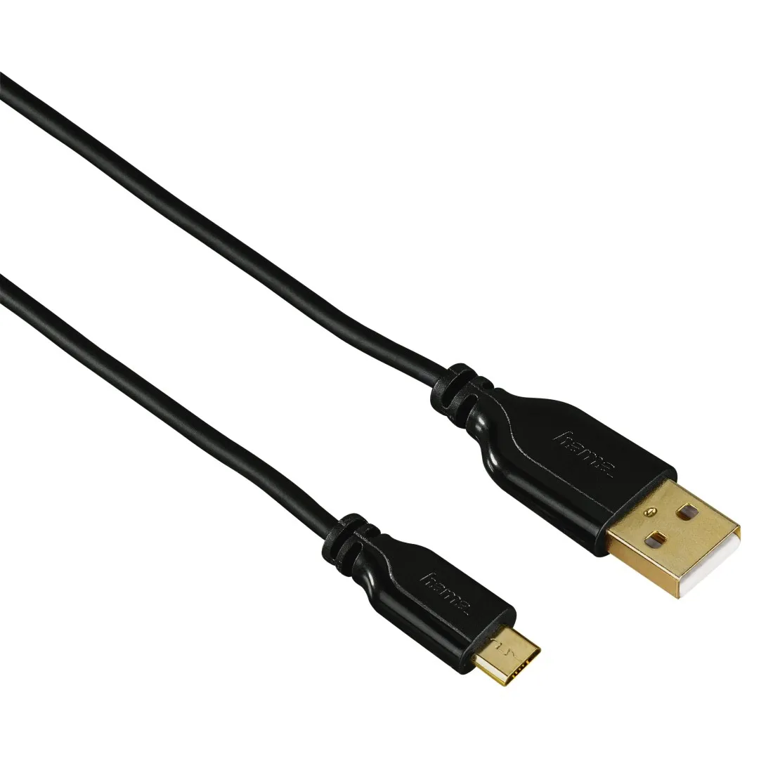 Hama  USB-A - Micro-USB B -kaapeli, 0,75 m, Musta