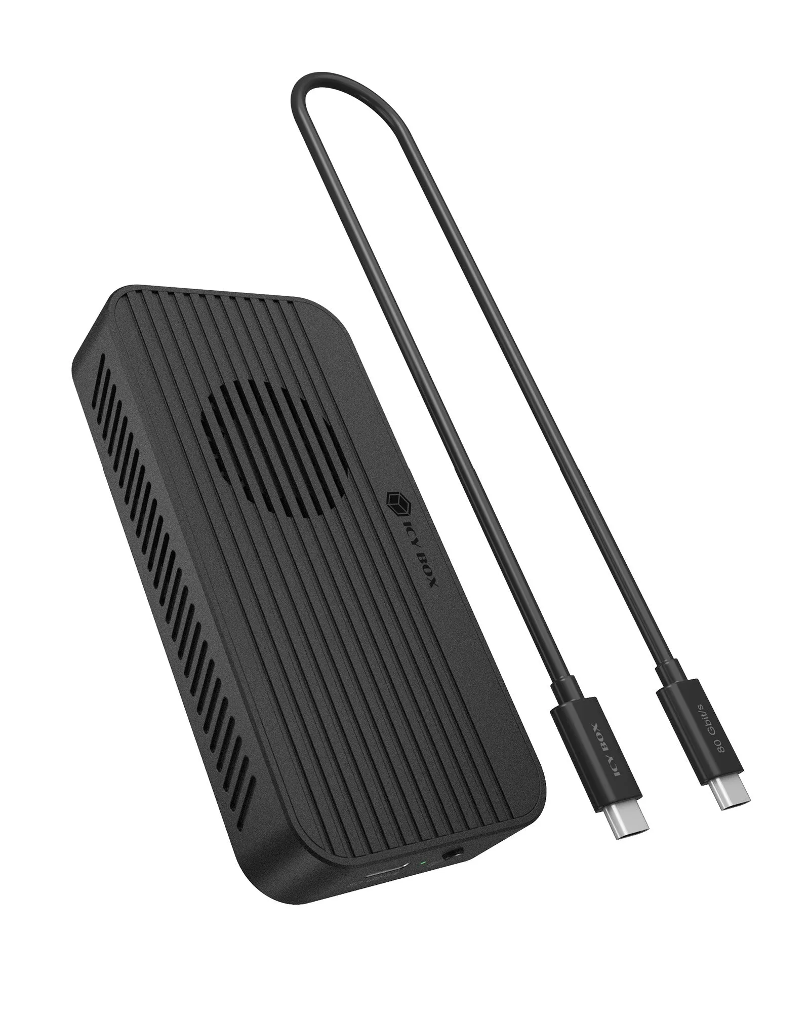ICYBOX IB-1980M-80G M.2 NVMe SSD-kapsling, Thunderbolt 5, USB-C, 80 Gbit/s, svart