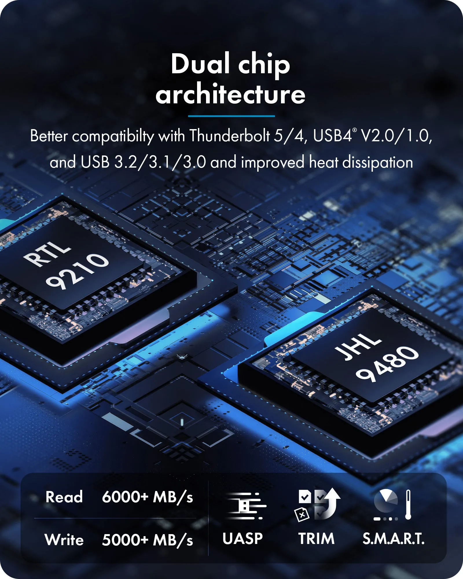 ICYBOX IB-1980M-80G M.2 NVMe SSD-kapsling, Thunderbolt 5, USB-C, 80 Gbit/s, svart