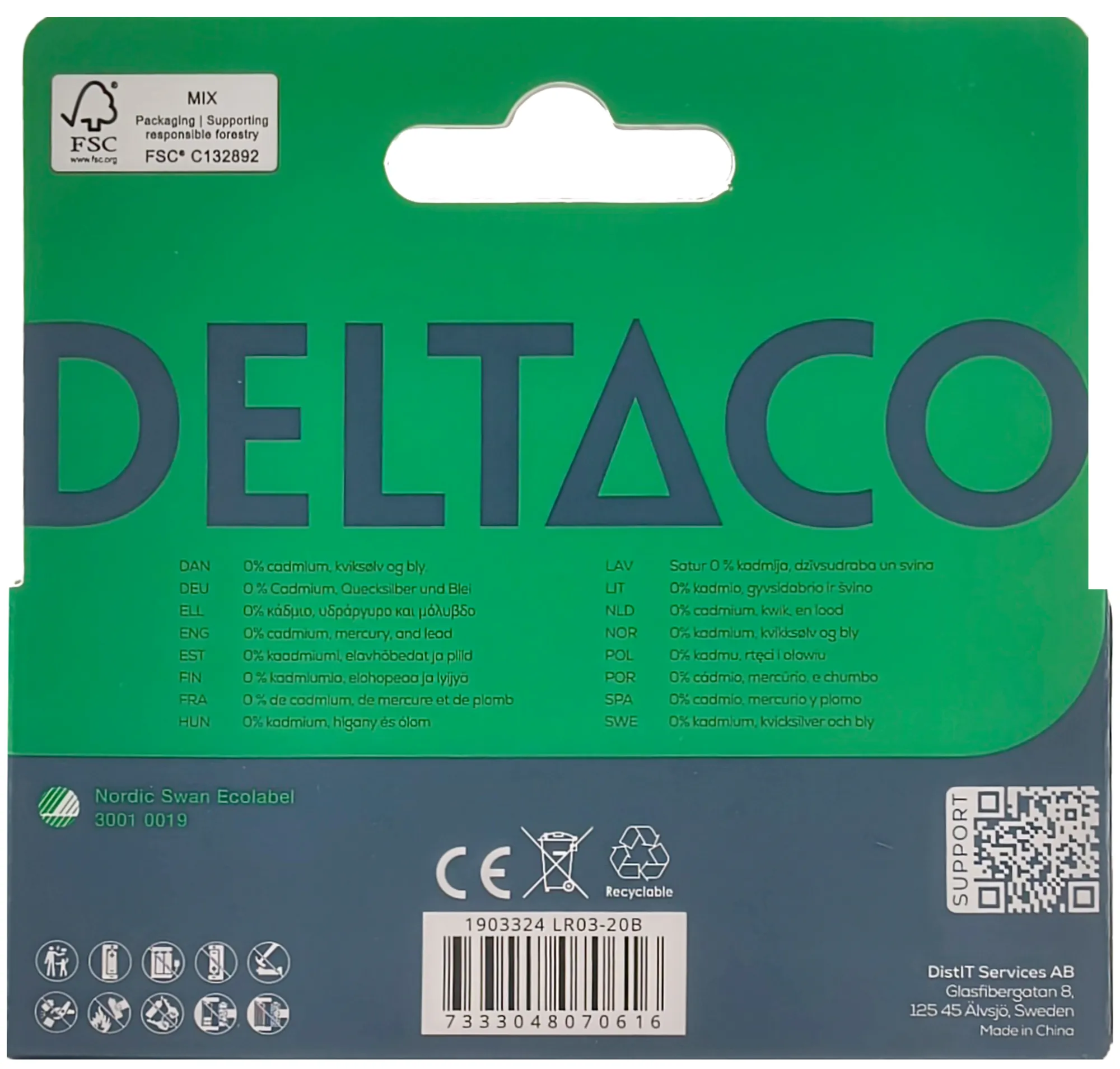 DELTACO LR03-20B - Alkaliskt batteri