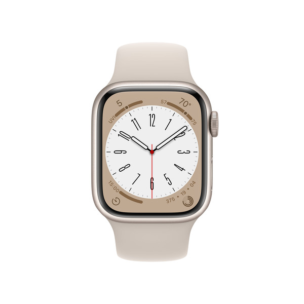 Apple Watch Series 8 GPS + Cellular, 41mm t&auml;hti&shy;valkea alumiinikuori ja urheiluranneke