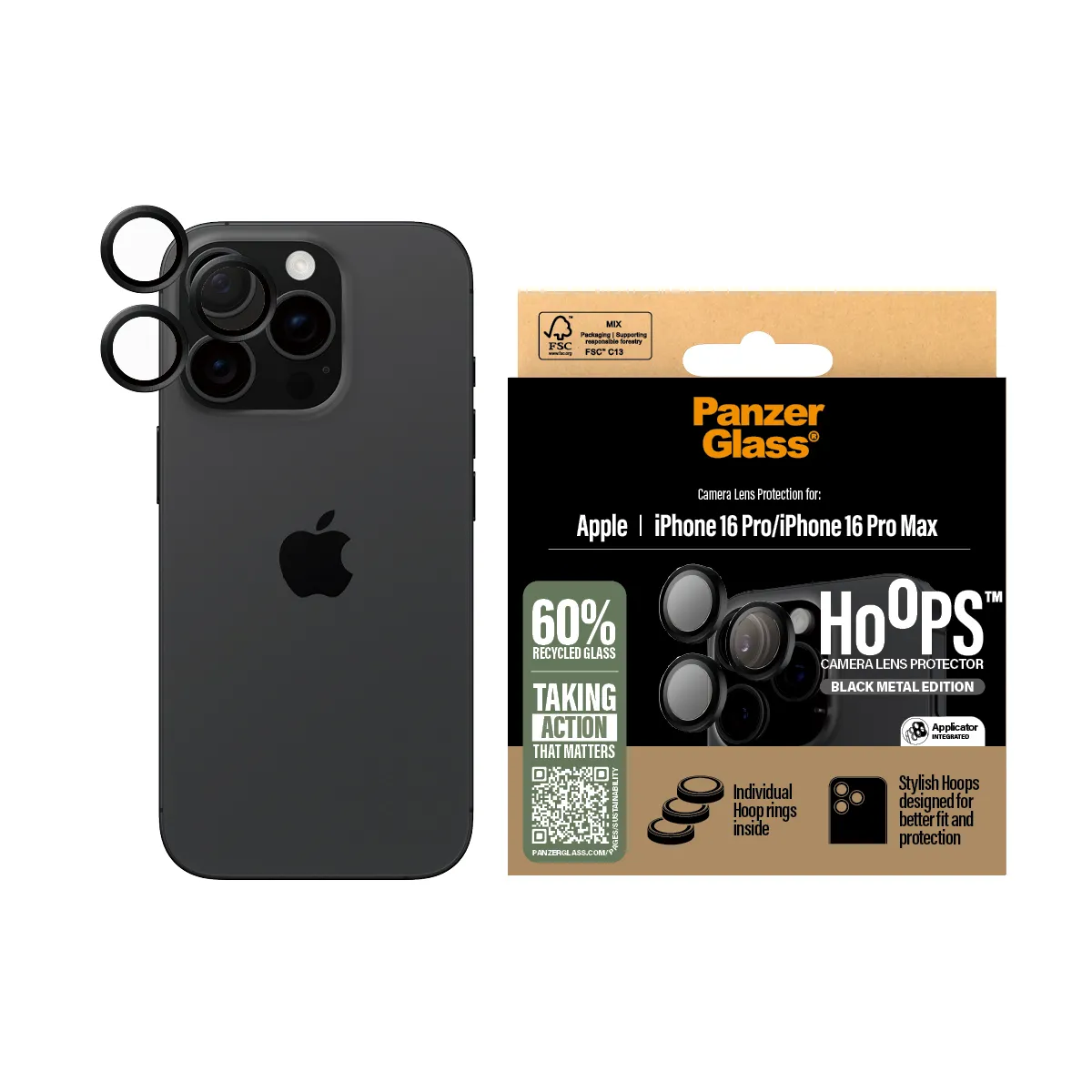 PanzerGlass Hoops Lens Protect iPhone 16 Pro/16 Pro Max , Black PanzerGlass Hoops Lens Protect iPhone 16 Pro/16 Pro Max , Black