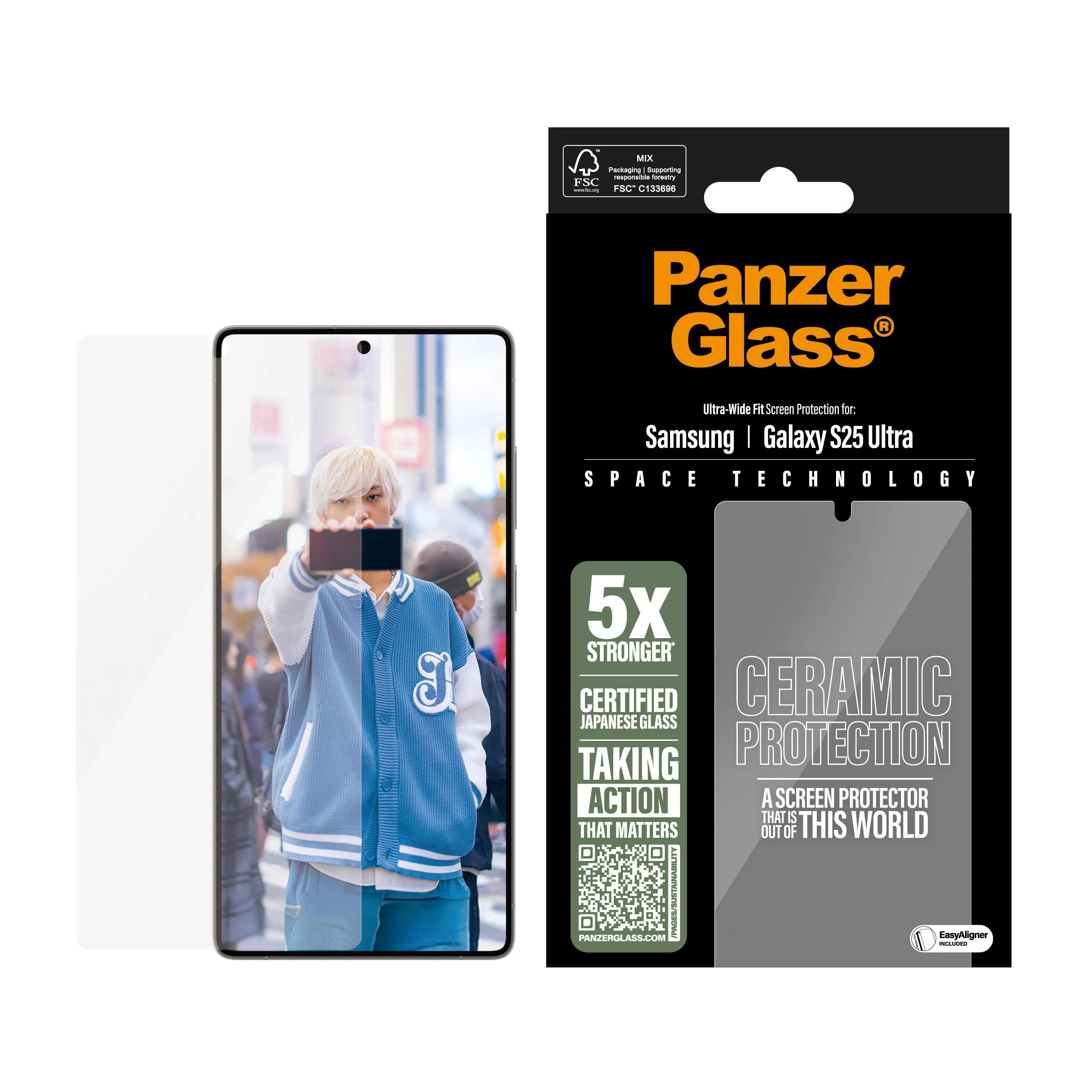 PanzerGlass Ceramic Protection Ultra-Wide Fit Galaxy S25 Ultra - sk&auml;rmskydd