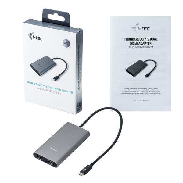 I-TEC THUNDERBOLT 3 DUAL HDMI 2X4K PORT ADAPTER WITH CABLE