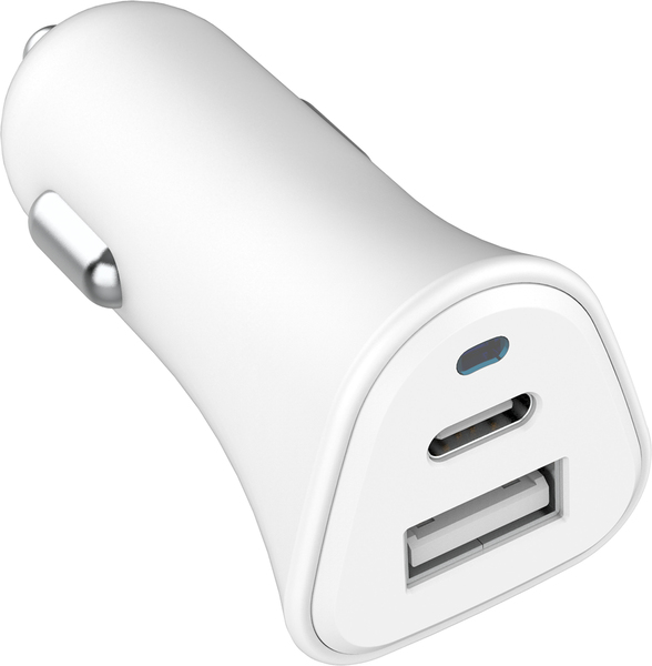Bigben Dual USB-A/USB-C Car Charger (5.4A) Just Green Recyclable White