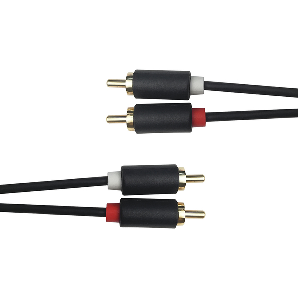 DELTACO &auml;&auml;nikaapeli, 2xRCA uros - 2xRCA uros, kullatut lii.,3m, must