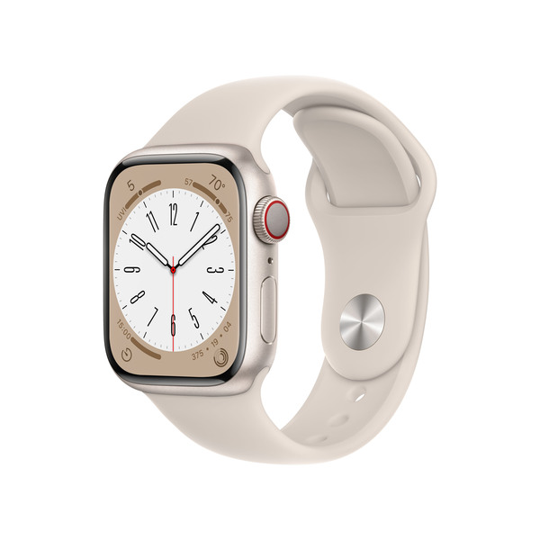Apple Watch Series 8 GPS + Cellular, 41mm Starlight Aluminium Case with Sport Band