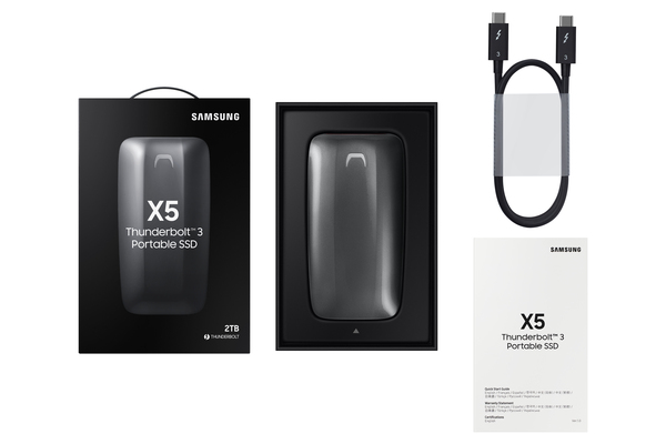 Samsung X5 2 Tt -ulkoinen SSD, Harmaa, Punainen