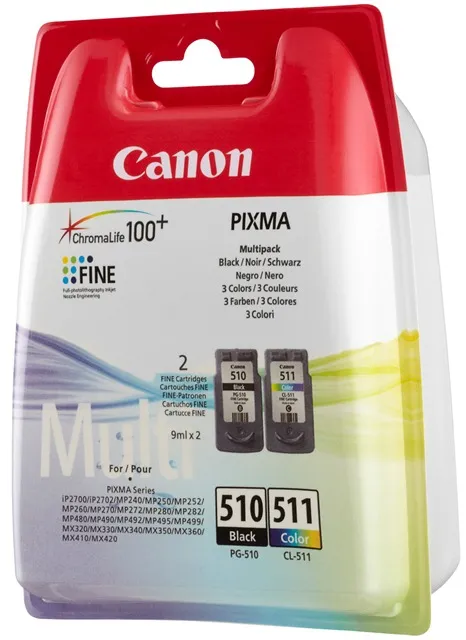 Canon PG-510/CL-511 -mustekasettipakkaus, musta/syaani/magenta/keltainen, 2 kpl