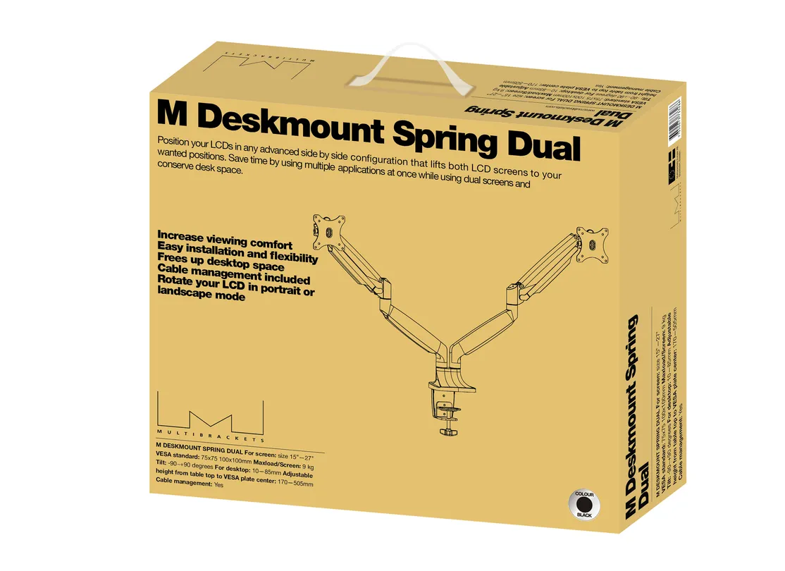 Multibrackets M Deskmount Spring Dual, -monitor arm, black, 15&quot;-27&quot;, 9kg