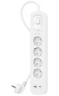 Belkin Connect grenuttag, överspänningsskydd med USB-C- och USB-A-portar 4 uttag, 2m, Vit