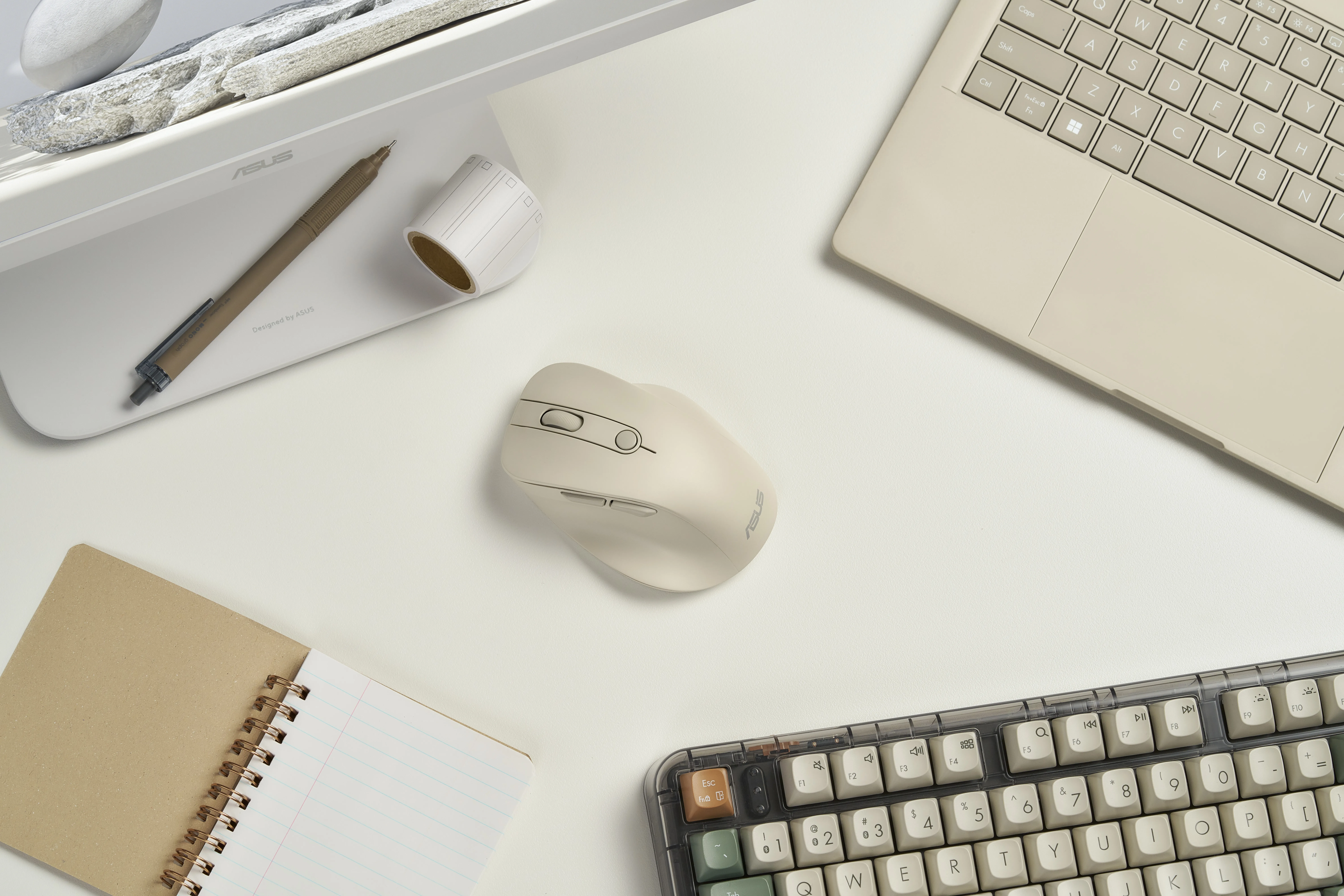 ASUS MD105 tr&aring;dl&ouml;s ergonomisk mus, beige