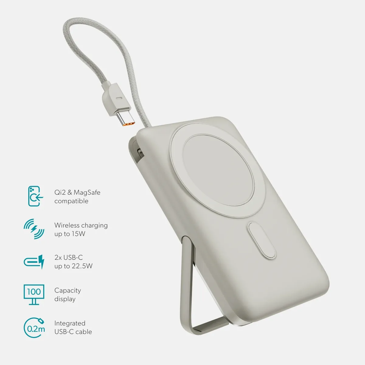 Epico UltraPack 10000mAh Mag+ Wireless Power Bank EM67 - grey