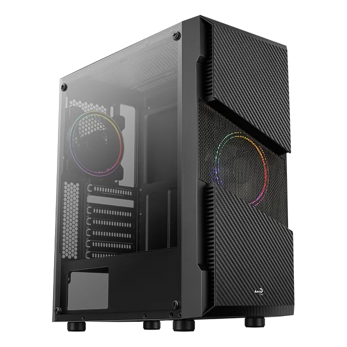 AeroCool Menace Saturn RGB Midi-Tower Case with window, Black