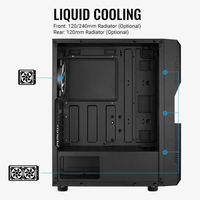 AeroCool Menace Saturn RGB Midi-Tower Case with window, Black