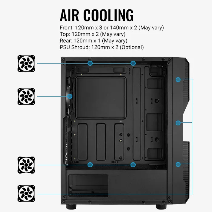 AeroCool Menace Saturn RGB Midi-Tower Case with window, Black