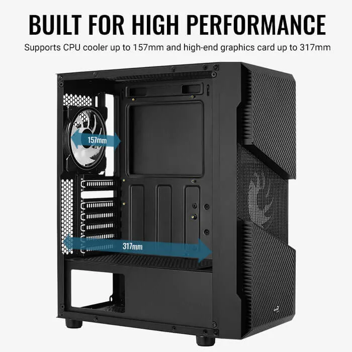 AeroCool Menace Saturn RGB Midi-Tower Case with window, Black