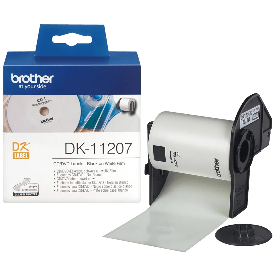 Brother DK-11207 - 100) CD/DVD tarrat malleihin Brother QL-1050, QL-500, QL-550, QL-560, QL-650, QL-700, QL-710, QL-720