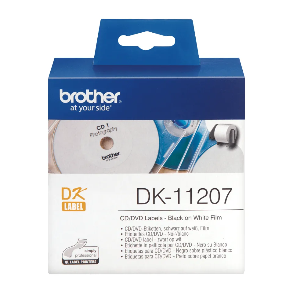 Brother DK-11207 - 100) CD/DVD tarrat malleihin Brother QL-1050, QL-500, QL-550, QL-560, QL-650, QL-700, QL-710, QL-720